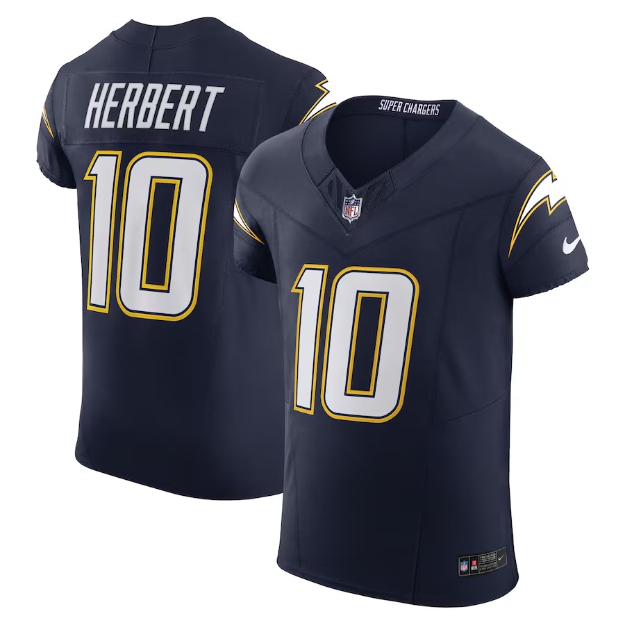 Men's Los Angeles Chargers Justin Herbert Nike Navy Alternate Super Chargers Vapor F.U.S.E. Elite Jersey - ujerseystore