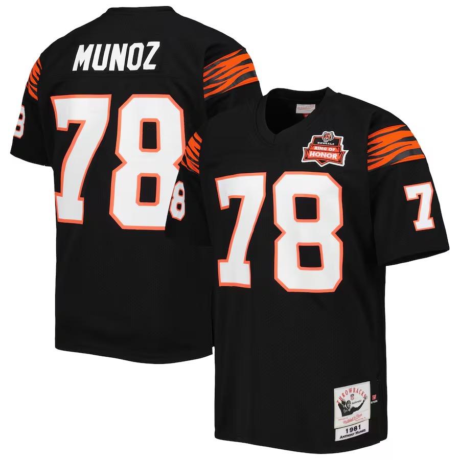 Men's Cincinnati Bengals  Anthony Muñoz Mitchell & Ness Black Authentic Throwback Retired Player Jersey - ujerseystore