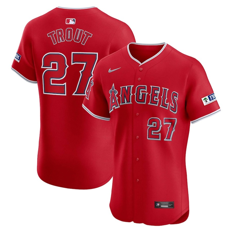Men's Los Angeles Angels Mike Trout Nike Red Alternate Elite Player Jersey - ujerseystore