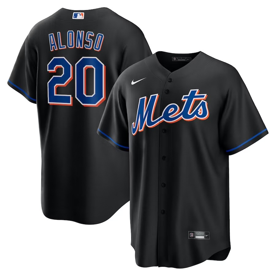 Men's New York Mets Pete Alonso Nike Black 2022 Alternate Replica Player Jersey - ujerseystore