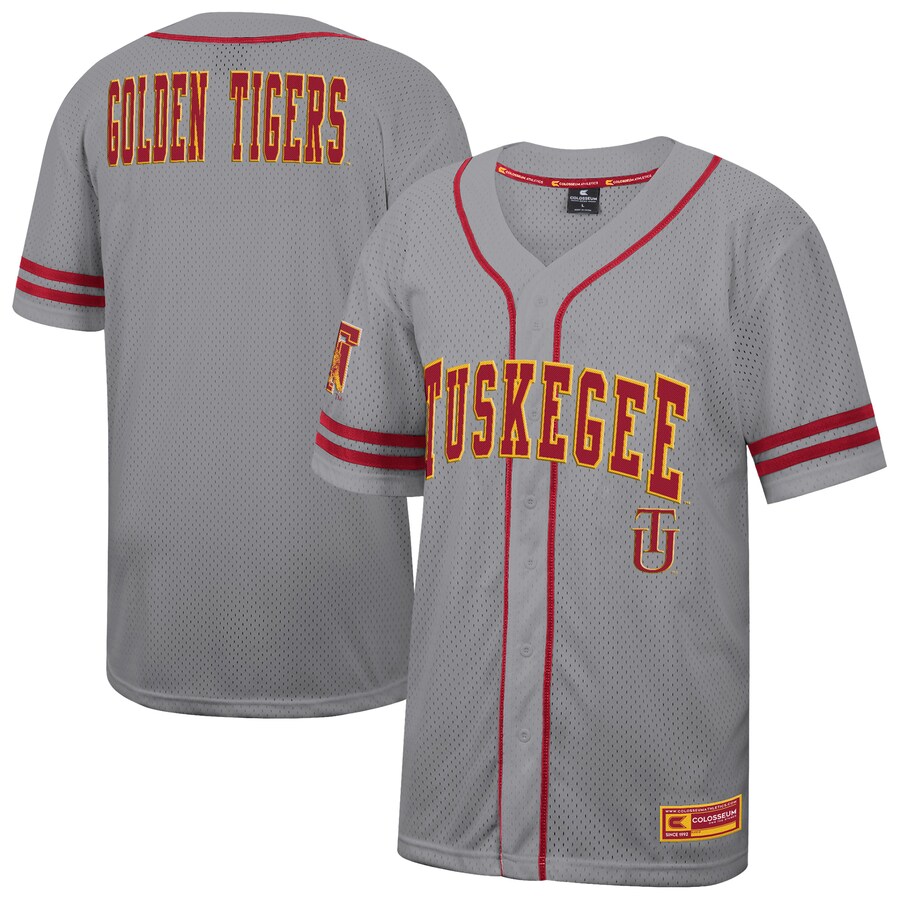Men's Colosseum Gray Tuskegee Golden Tigers Free Spirited Baseball Jersey - ujerseystore