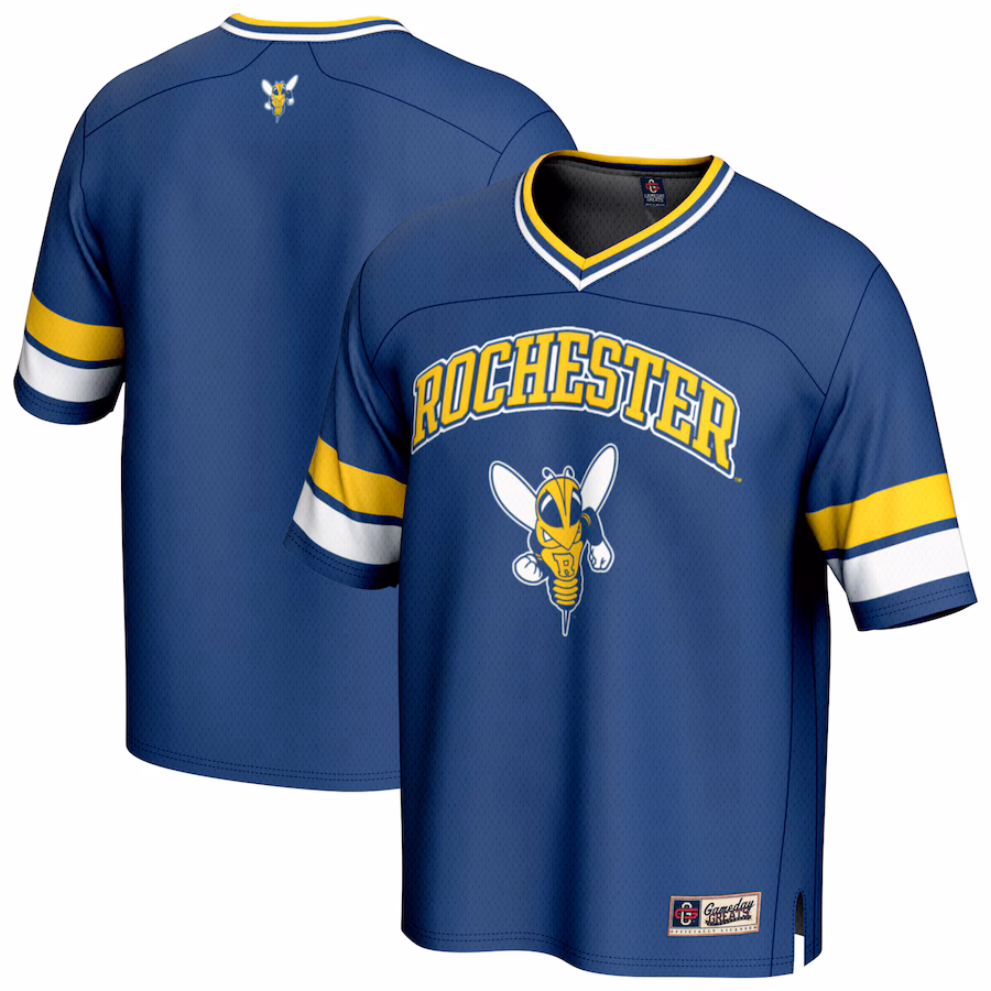 Men's GameDay Greats Blue Rochester Yellow Jackets Football Jersey - ujerseystore