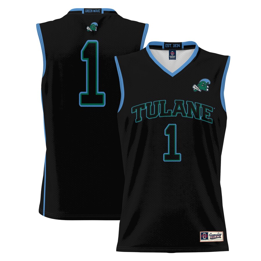 Youth GameDay Greats Black #1 Tulane Green Wave Lightweight Basketball Jersey - ujerseystore