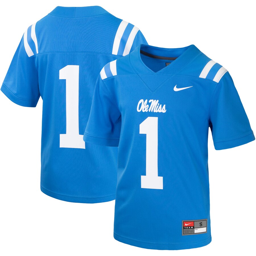 Youth Nike #1 Powder Blue Ole Miss Rebels Untouchable Football Jersey - ujerseystore