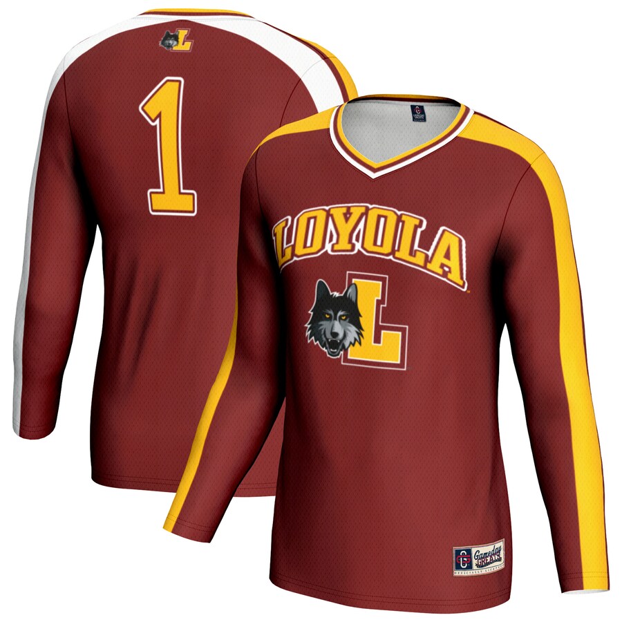 Youth GameDay Greats Maroon Loyola Chicago Ramblers #1 Lightweight Volleyball Fashion Jersey - ujerseystore
