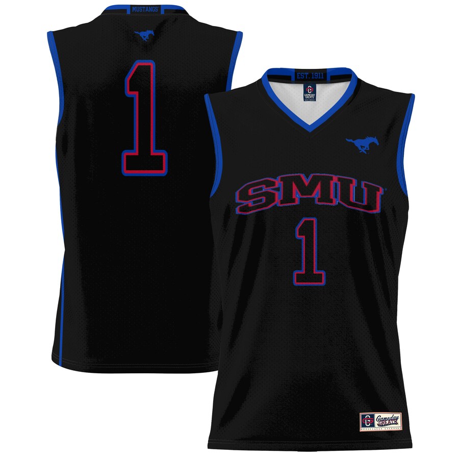 Unisex GameDay Greats #1 Black SMU Mustangs Lightweight Basketball Jersey - ujerseystore