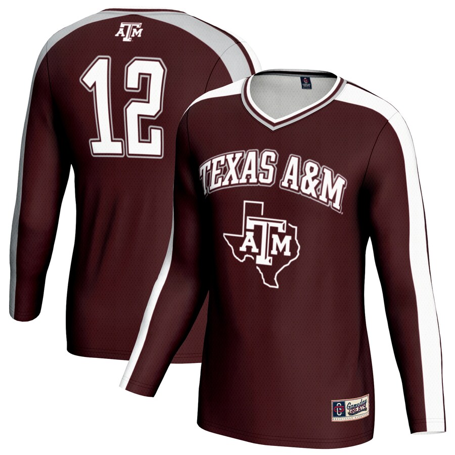 Youth GameDay Greats Maroon Texas A&M Aggies #12 Lightweight Volleyball Fashion Jersey - ujerseystore