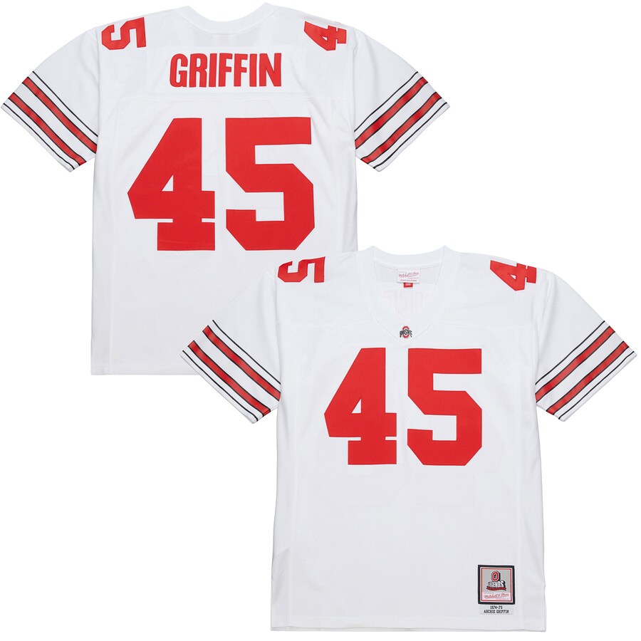 Men's Mitchell & Ness Archie Griffin White Ohio State Buckeyes 1975 College Vault Legacy Jersey - ujerseystore
