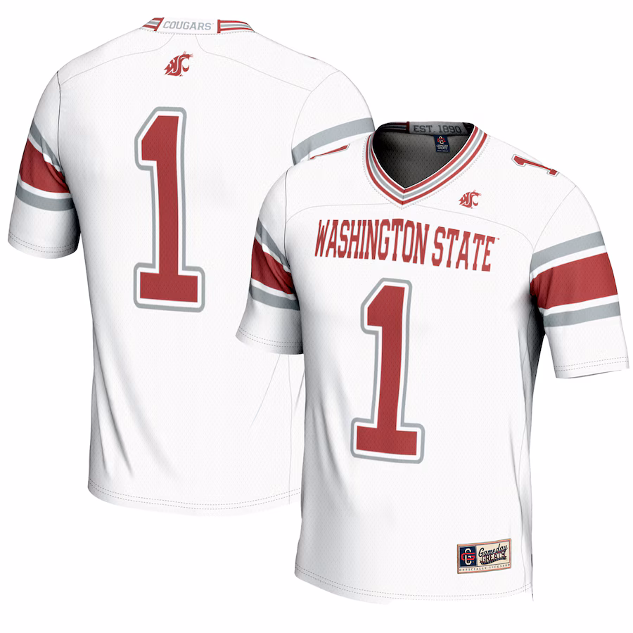 Men's GameDay Greats #1 White Washington State Cougars Endzone Football Jersey - ujerseystore