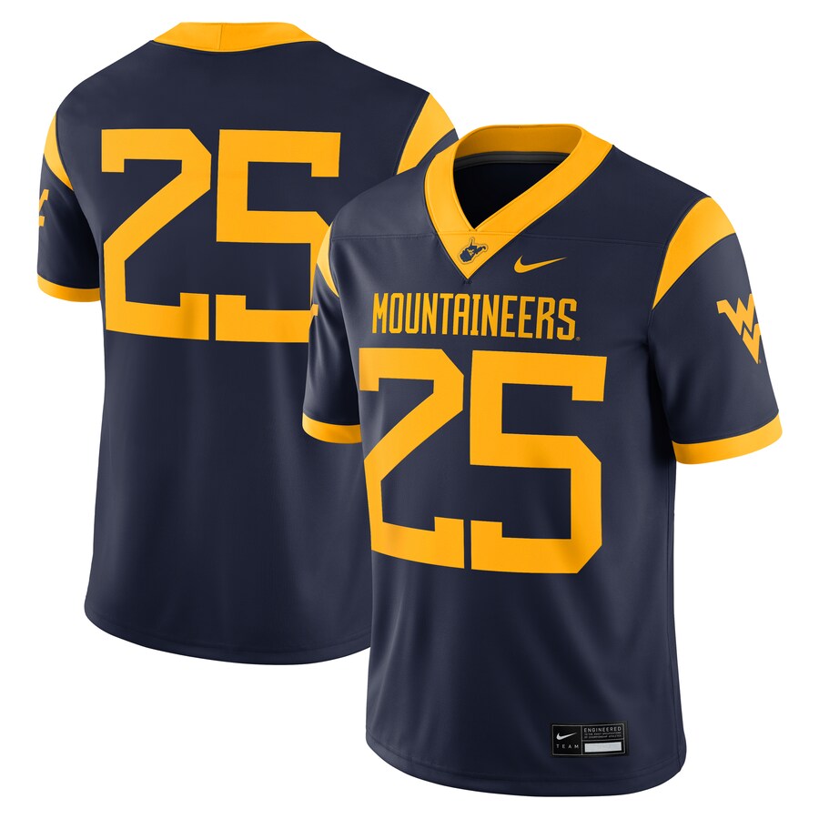 Men's Nike #25 Navy West Virginia Mountaineers Limited Home Game Jersey - ujerseystore