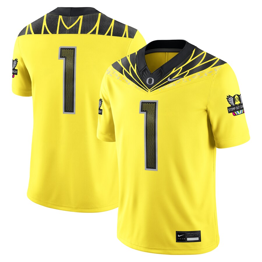 Men's Nike #1 Yellow Oregon Ducks Alternate Game Jersey - ujerseystore