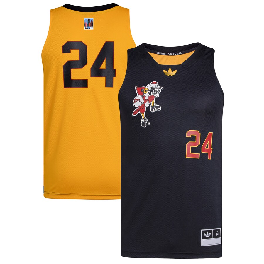 Men's adidas #24 Black/Gold Louisville Cardinals Black History Month Basketball Jersey - ujerseystore