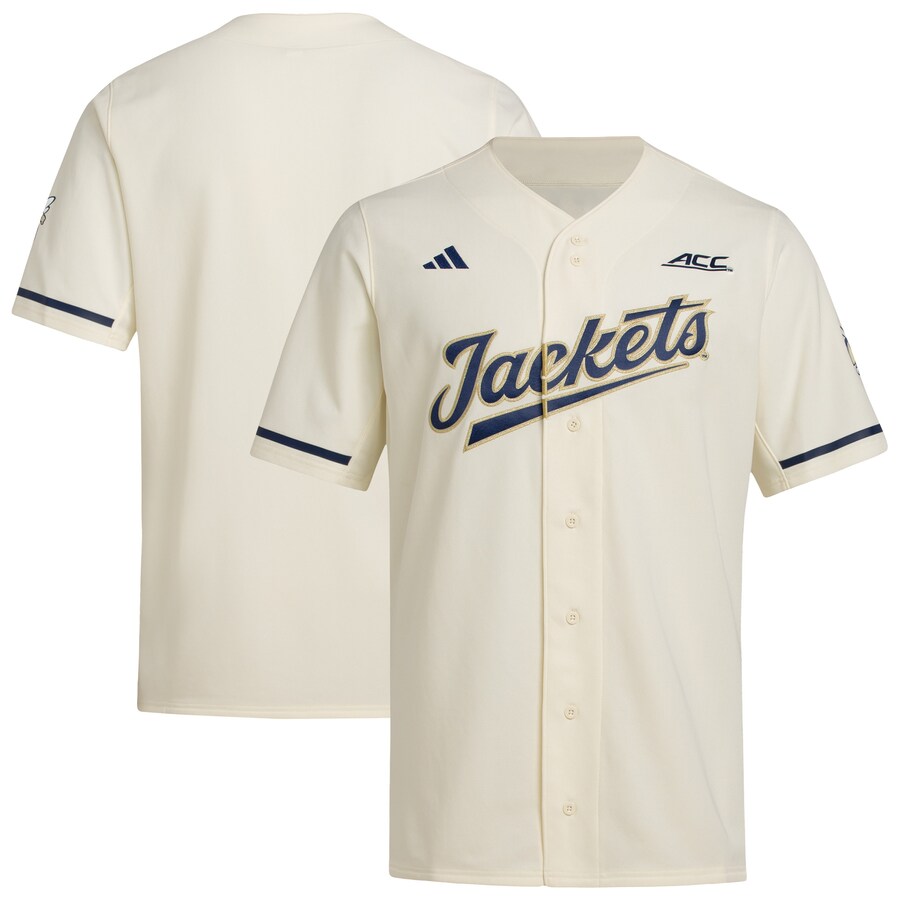 Men's adidas  Cream Georgia Tech Yellow Jackets Replica Baseball Jersey - ujerseystore