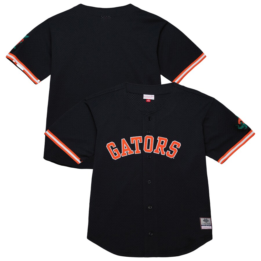 Men's Mitchell & Ness Black Florida Gators On The Clock Full-Button Fashion Jersey - ujerseystore