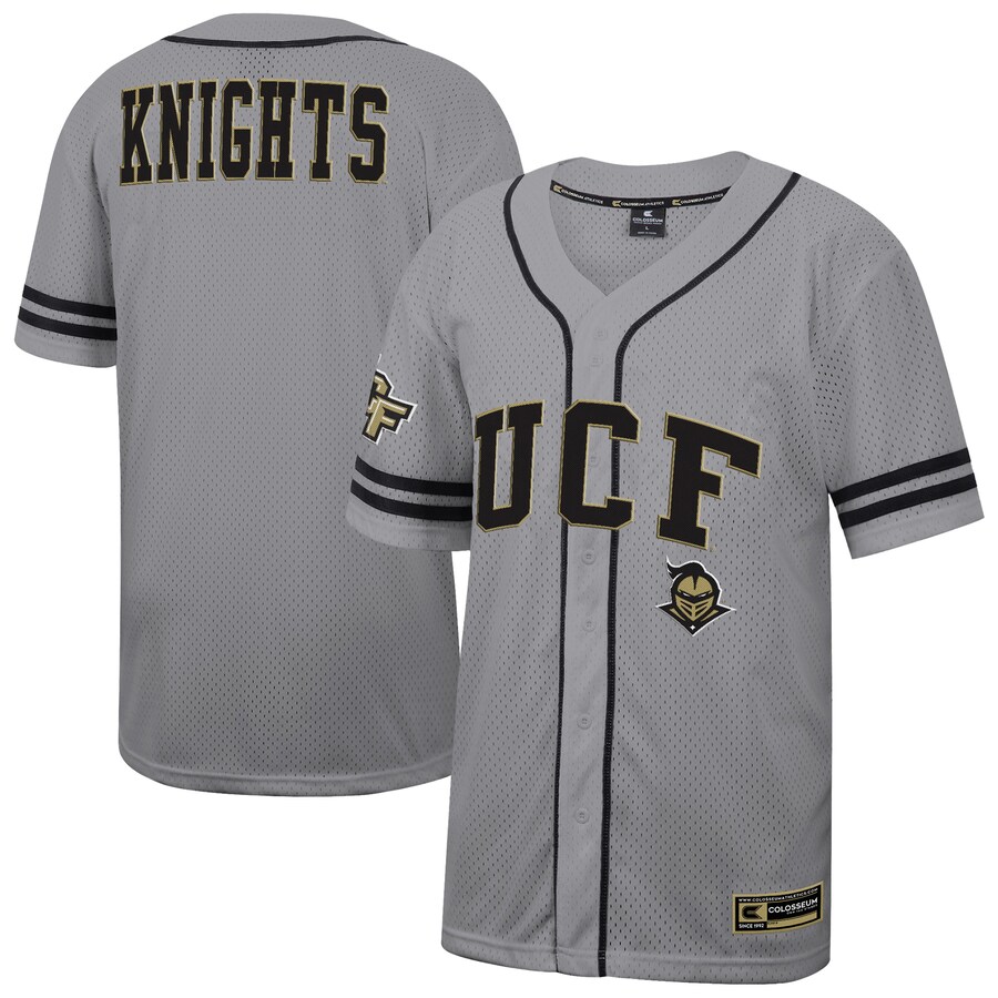 Men's Colosseum Gray UCF Knights Free Spirited Baseball Jersey - ujerseystore