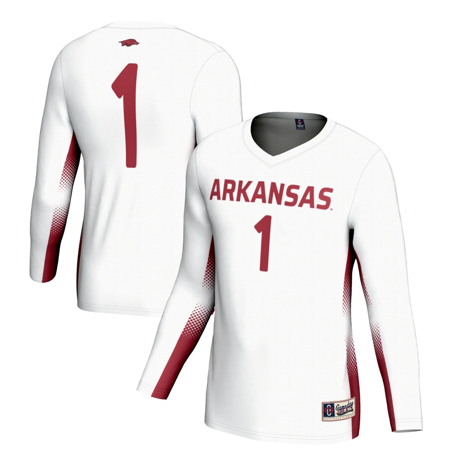 Youth GameDay Greats #1 White Arkansas Razorbacks Lightweight Women's Volleyball Jersey - ujerseystore