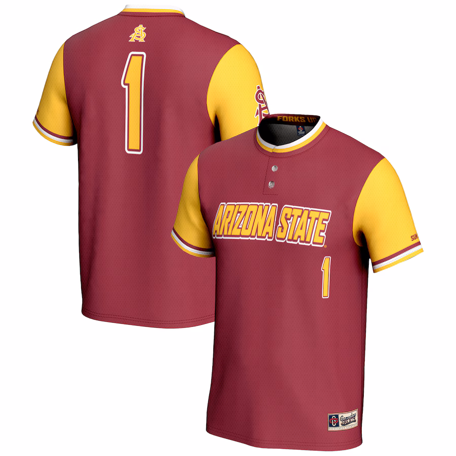GameDay Greats #1 Maroon Arizona State Sun Devils Lightweight Softball Jersey - ujerseystore