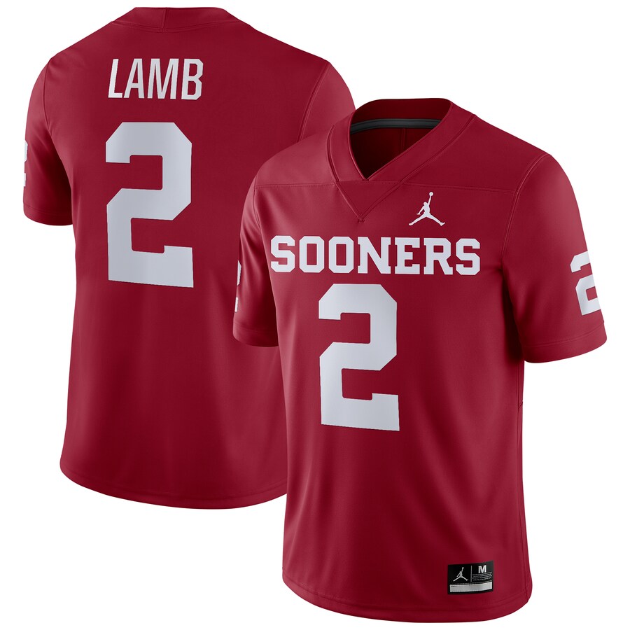 Men's Jordan Brand CeeDee Lamb Crimson Oklahoma Sooners Player Game Jersey - ujerseystore