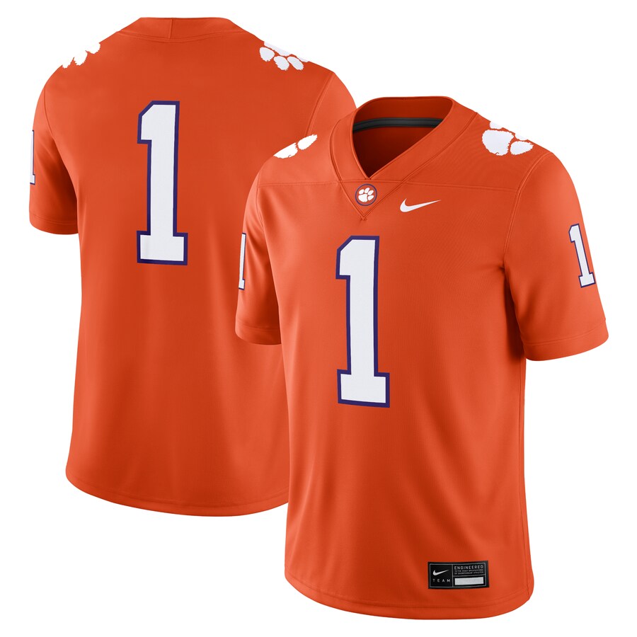 Men's Nike #1 Orange Clemson Tigers Game Jersey - ujerseystore