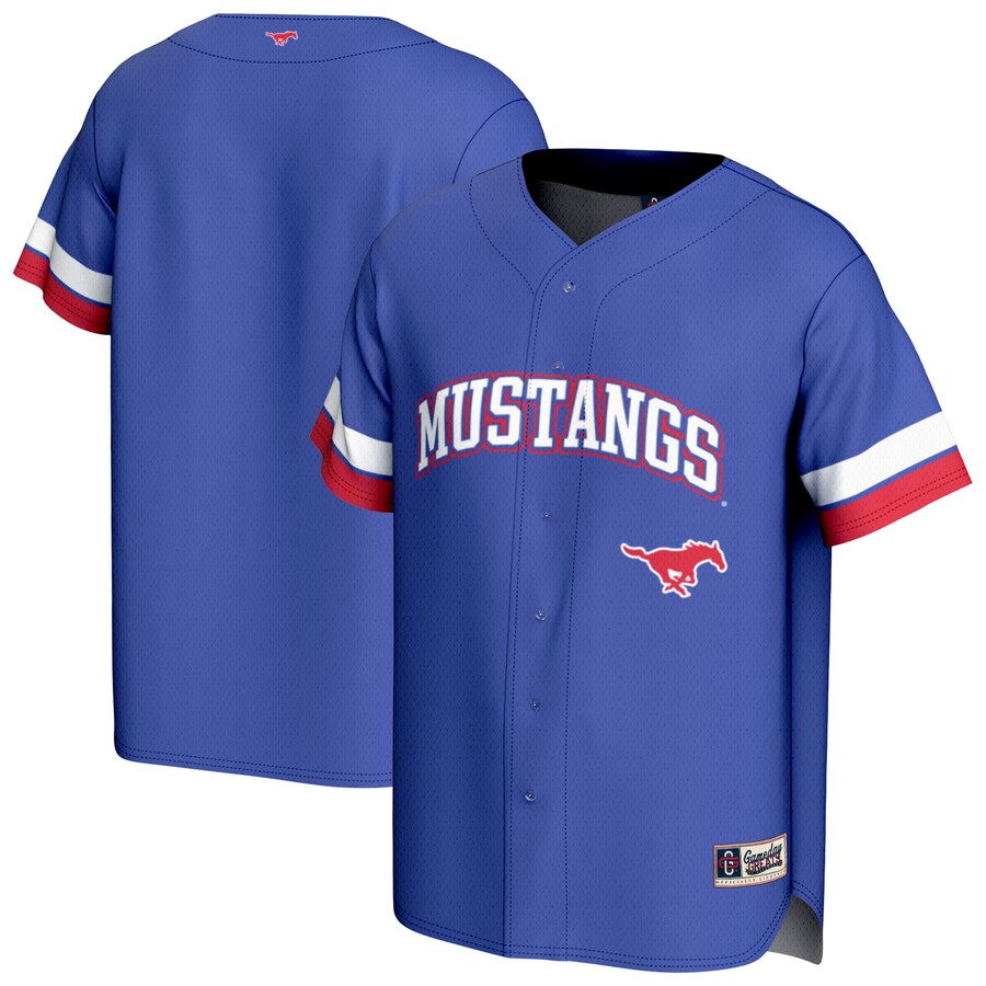 Men's GameDay Greats Royal SMU Mustangs Baseball Jersey - ujerseystore