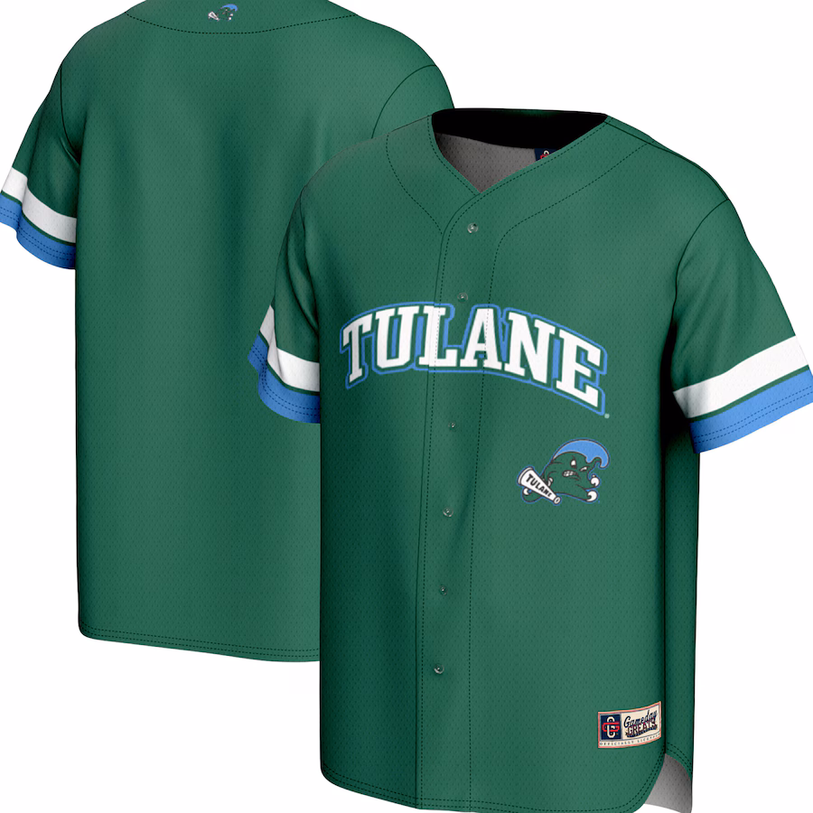 Men's GameDay Greats Green Tulane Green Wave Spirit Baseball Jersey - ujerseystore