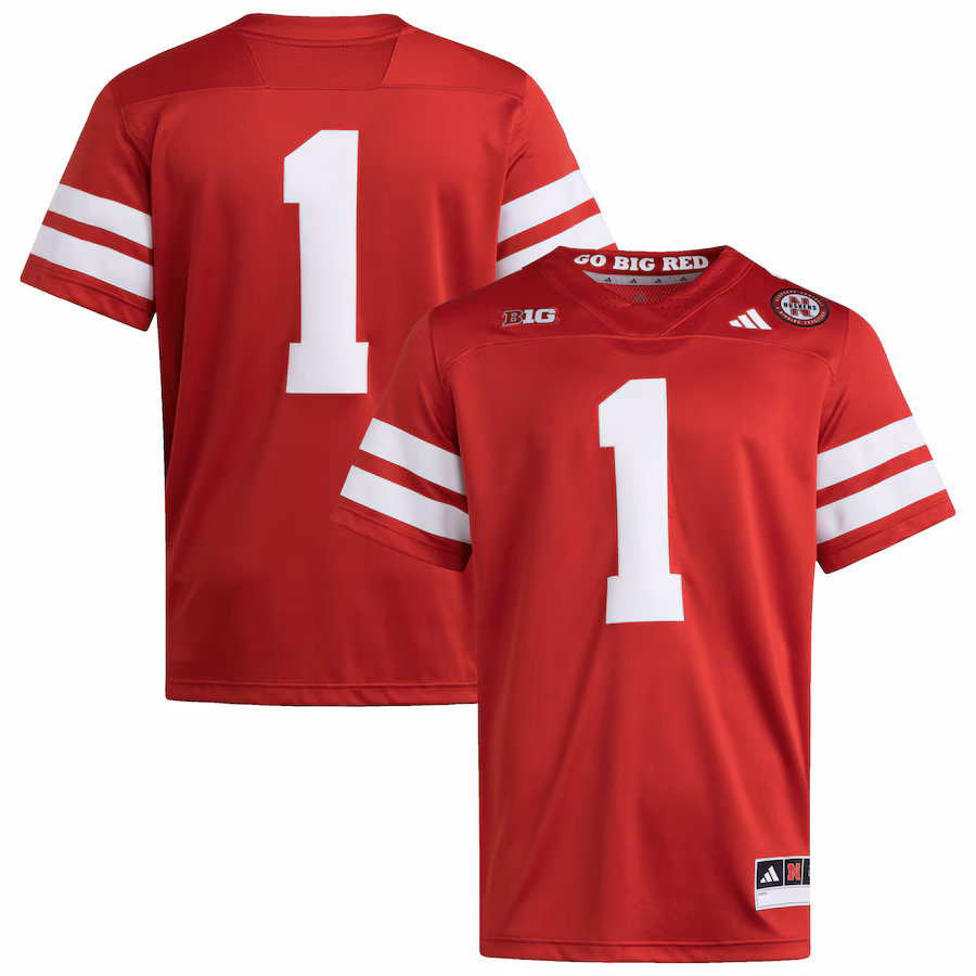 Men's adidas #1 Scarlet Nebraska Huskers Premier Jersey - ujerseystore