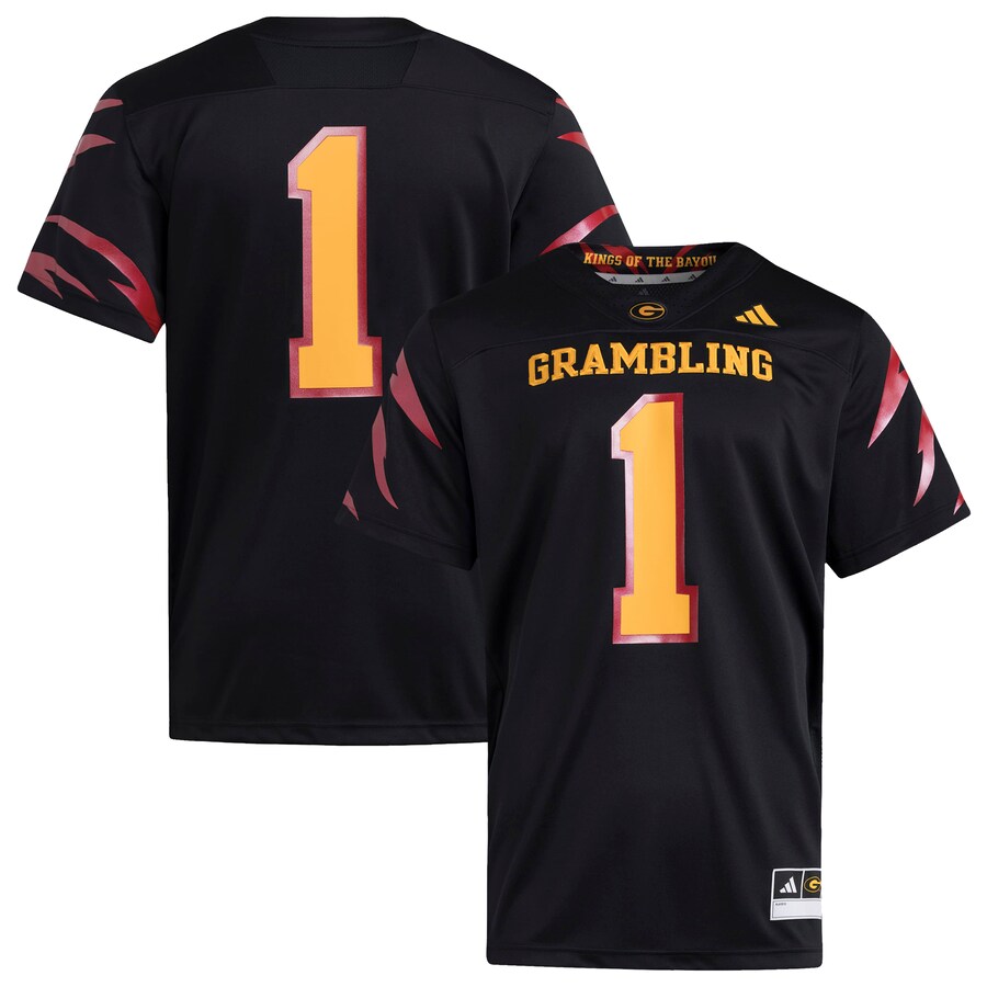 Men's adidas Black Grambling Tigers Premier Strategy Jersey - ujerseystore