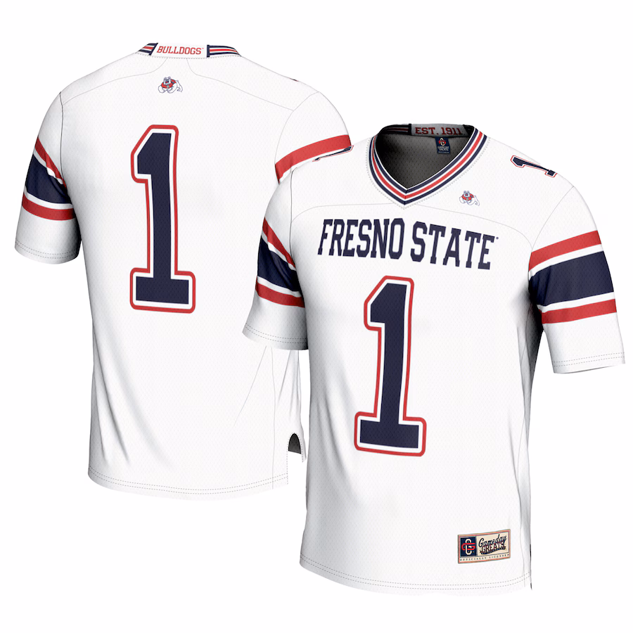 Men's GameDay Greats #1 White Fresno State Bulldogs Football Jersey - ujerseystore
