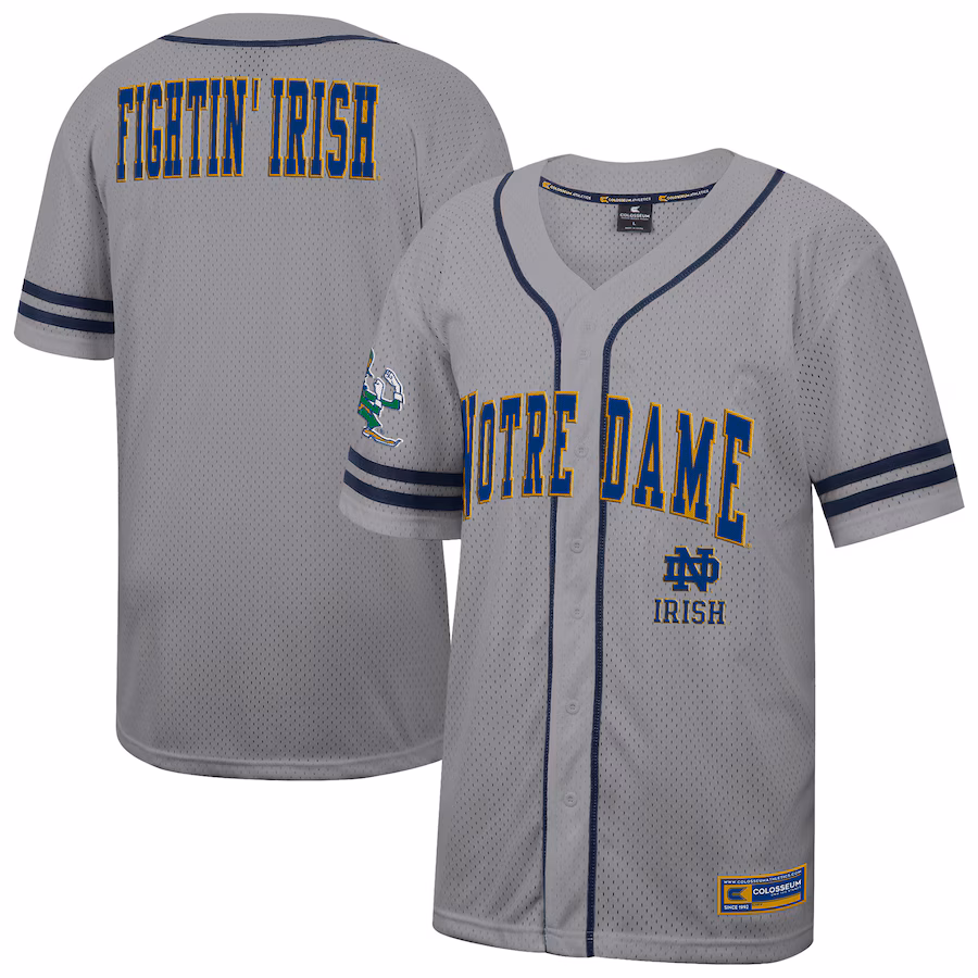 Men's Colosseum Gray Notre Dame Fighting Irish Free Spirited Baseball Jersey - ujerseystore