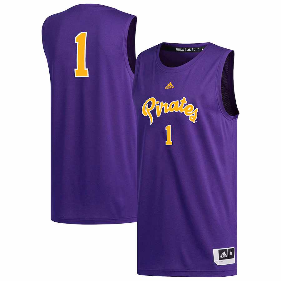 Men's adidas #1 Purple ECU Pirates Replica Basketball Jersey - ujerseystore