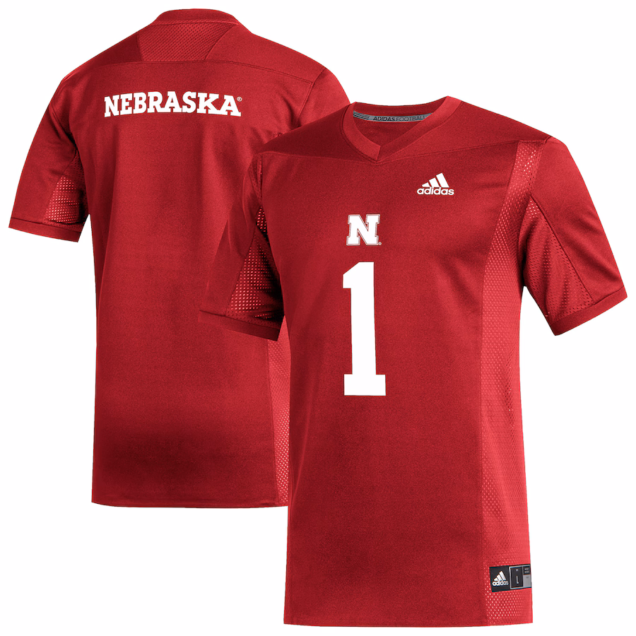 Men's adidas #1 Scarlet Nebraska Huskers Replica Football Jersey - ujerseystore