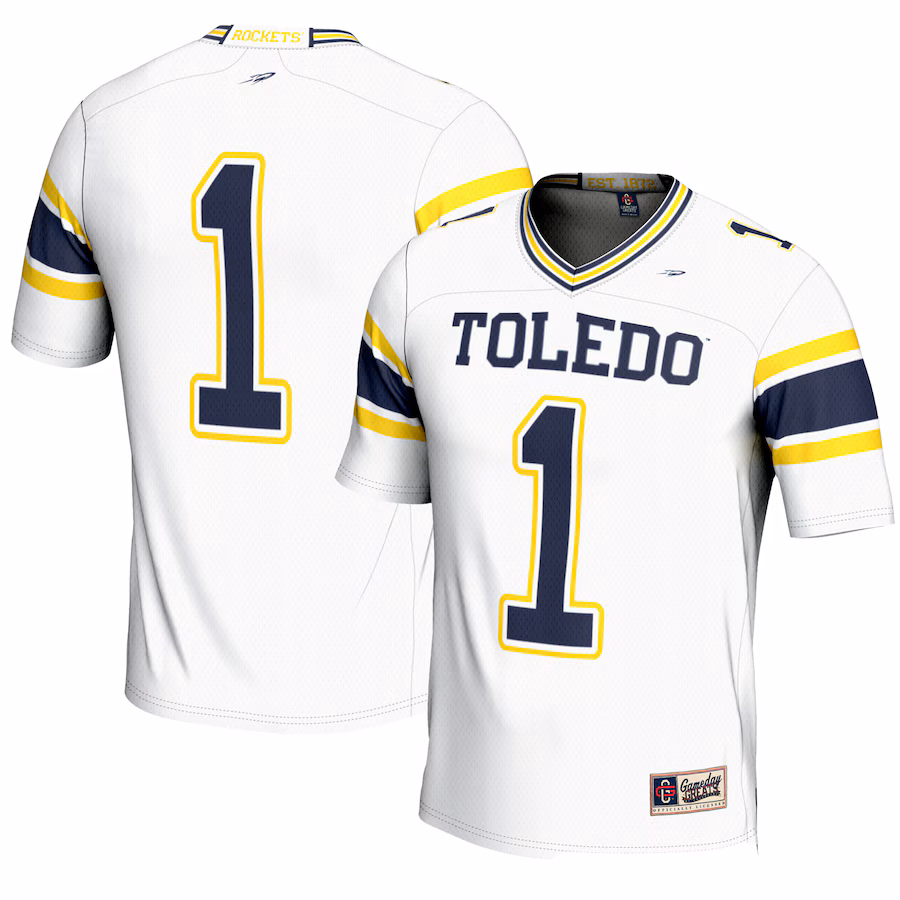 Men's GameDay Greats #1 White Toledo Rockets Endzone Football Jersey - ujerseystore