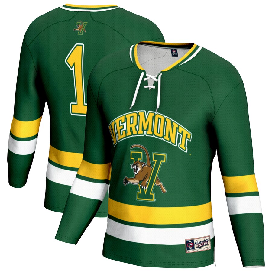 Youth GameDay Greats Green Vermont Catamounts Lightweight Fashion Men's Hockey Jersey - ujerseystore