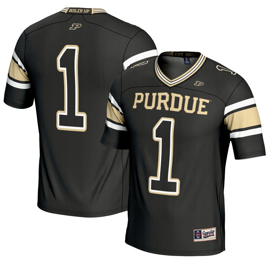 Youth GameDay Greats #1 Black Purdue Boilermakers Endzone Football Jersey - ujerseystore