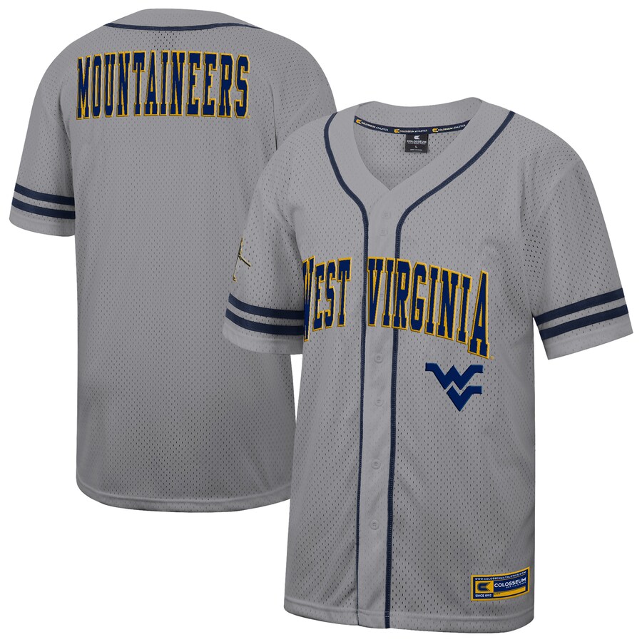 Men's Colosseum Gray West Virginia Mountaineers Free Spirited Baseball Jersey - ujerseystore