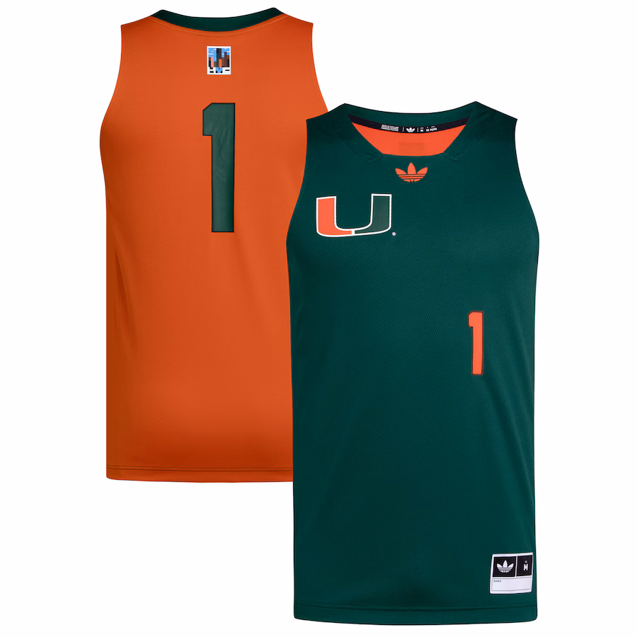 Men's adidas #1 Green/Orange Miami Hurricanes Black History Month Basketball Jersey - ujerseystore