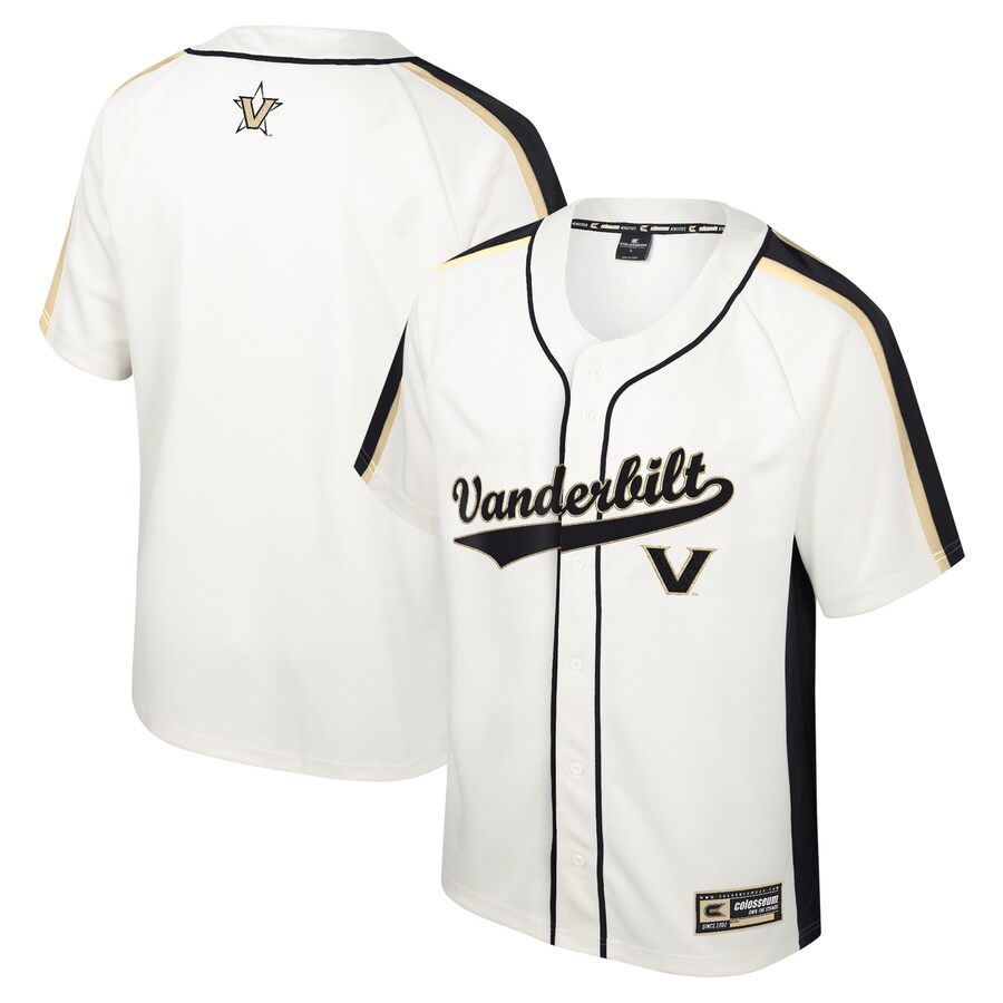 Men's Colosseum Cream Vanderbilt Commodores Ruth Button-Up Baseball Jersey - ujerseystore