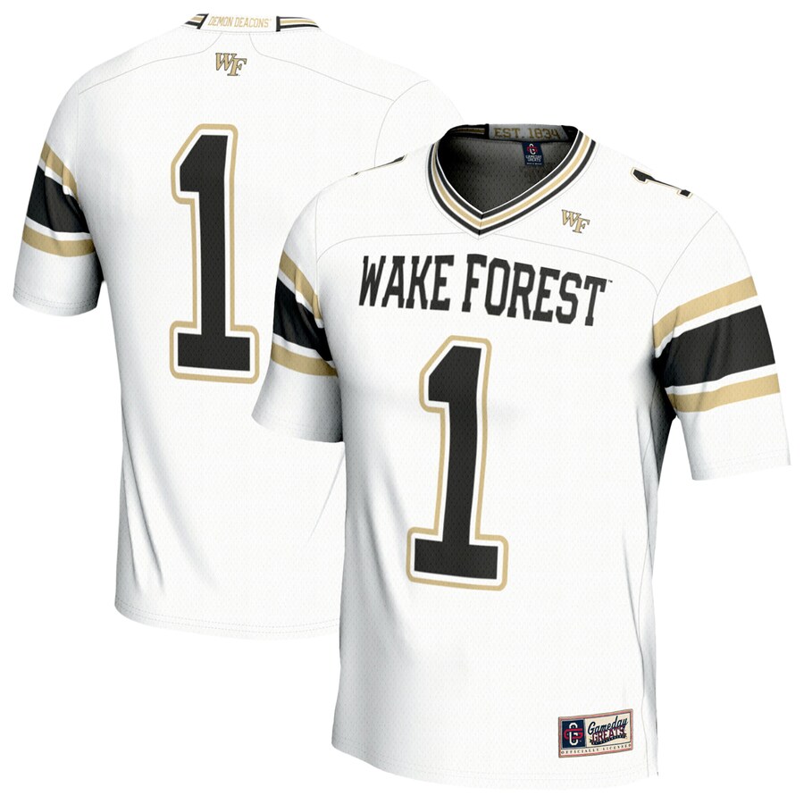 Youth GameDay Greats #1 White Wake Forest Demon Deacons Lightweight Football Fashion Jersey - ujerseystore