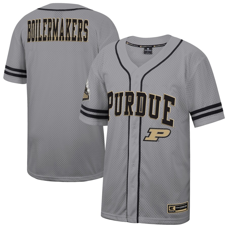 Men's Colosseum Gray Purdue Boilermakers Free Spirited Baseball Jersey - ujerseystore