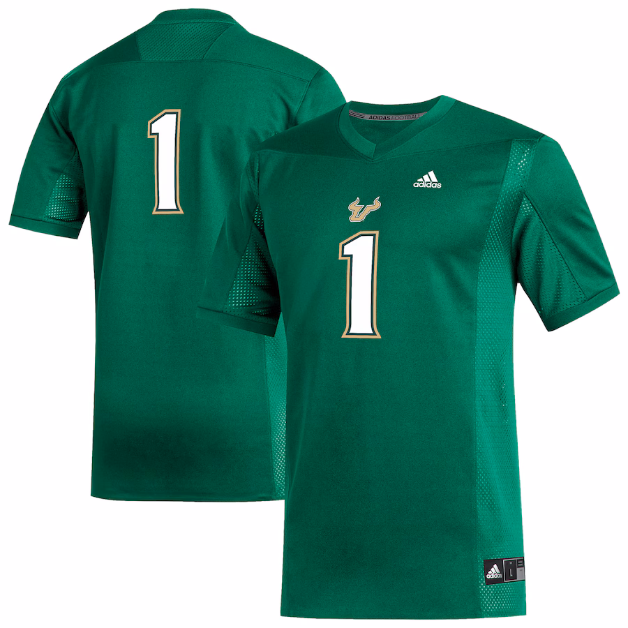 Men's adidas #1 Green South Florida Bulls Replica Football Jersey - ujerseystore