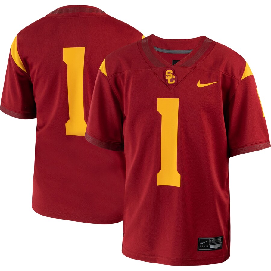 Youth Nike #1 Crimson USC Trojans 1st Armored Division Old Ironsides Untouchable Football Jersey - ujerseystore