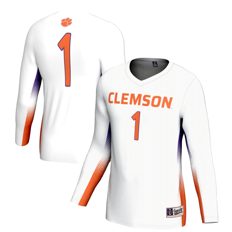 Unisex GameDay Greats #1 White Clemson Tigers Lightweight Volleyball Jersey - ujerseystore