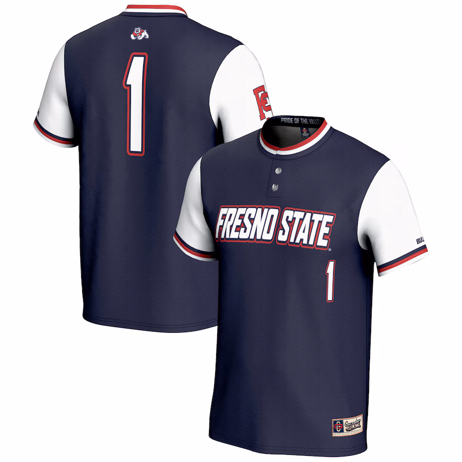 GameDay Greats #1 Navy Fresno State Bulldogs Lightweight Softball Jersey - ujerseystore