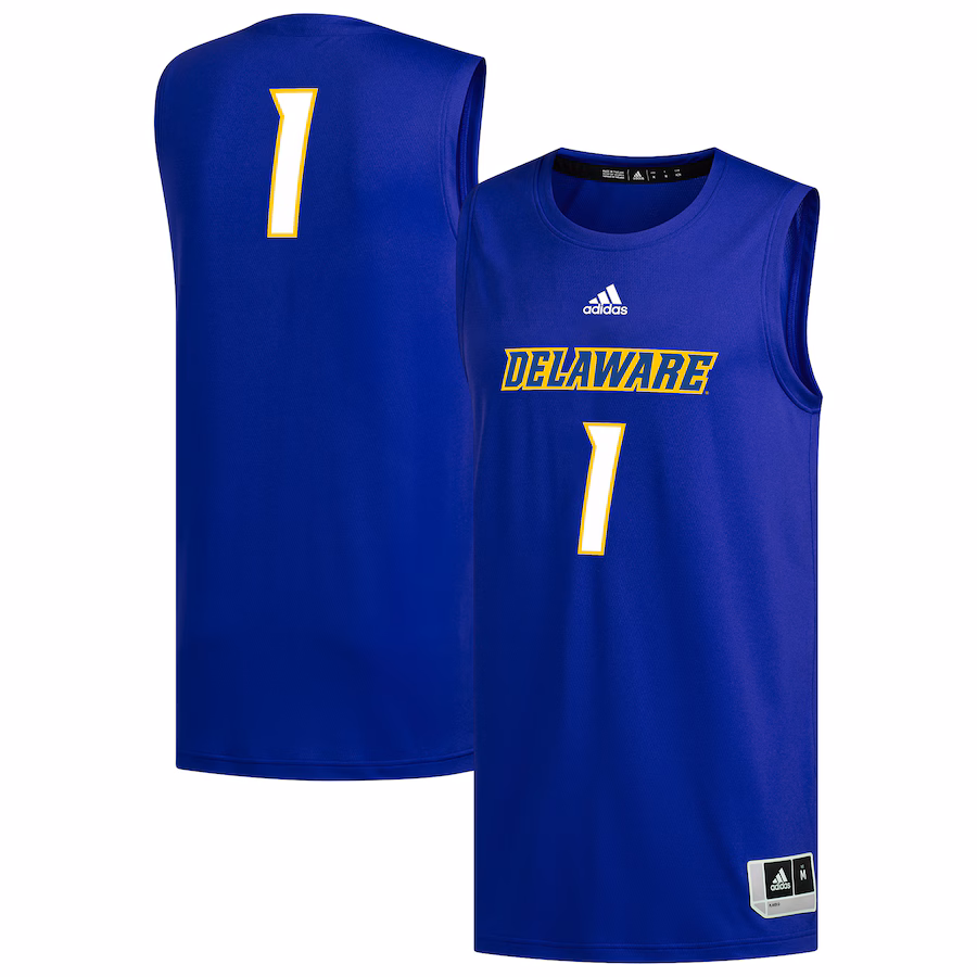 Men's adidas #1 Royal Delaware Fightin' Blue Hens Replica Basketball Jersey - ujerseystore