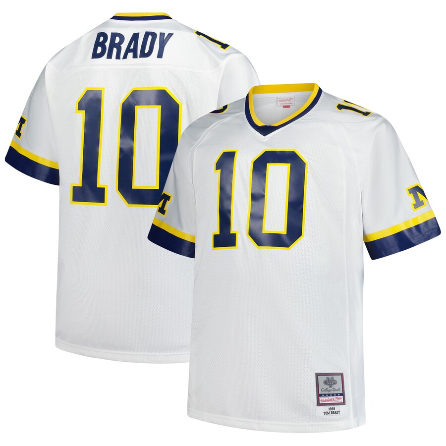 Men's Mitchell & Ness Tom Brady White Michigan Wolverines Big & Tall 1999 Legacy Jersey - ujerseystore