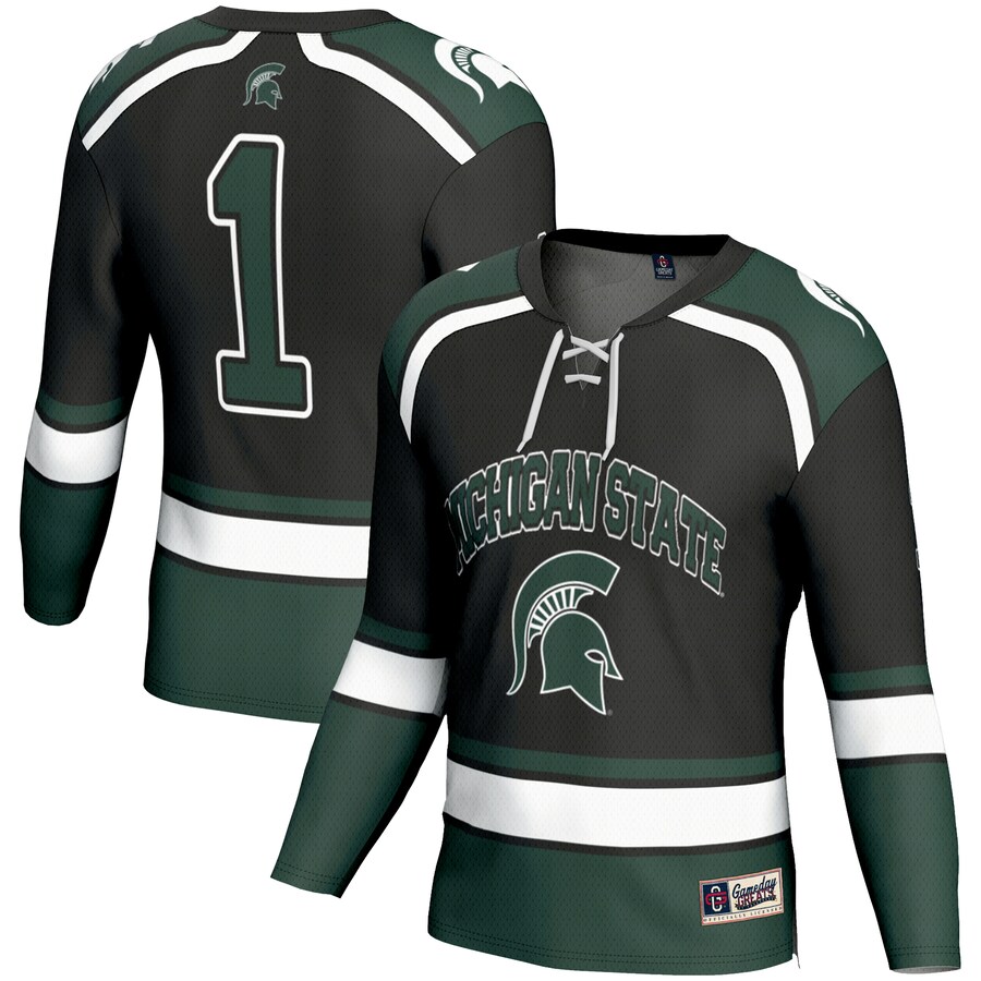Youth GameDay Greats #1 Black Michigan State Spartans Hockey Jersey - ujerseystore