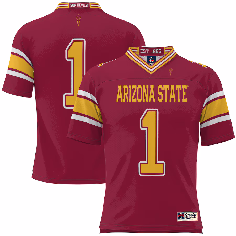 Men's GameDay Greats #1 Maroon Arizona State Sun Devils Football Jersey - ujerseystore
