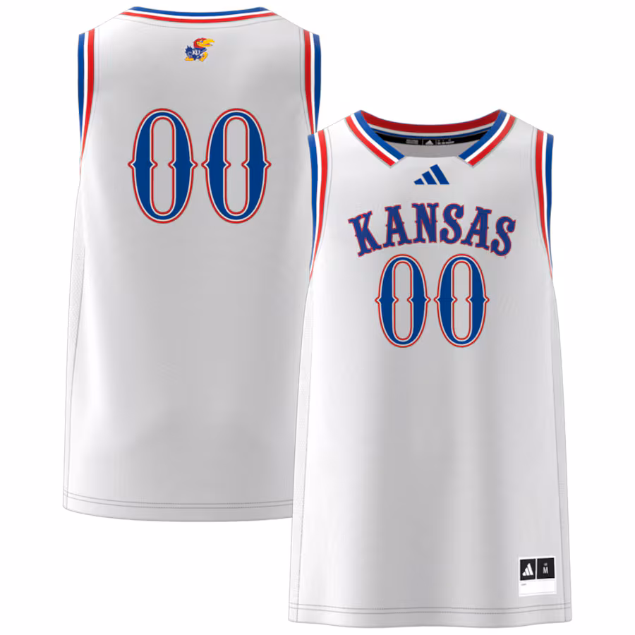 Men's adidas #00 White Kansas Jayhawks Swingman Jersey - ujerseystore