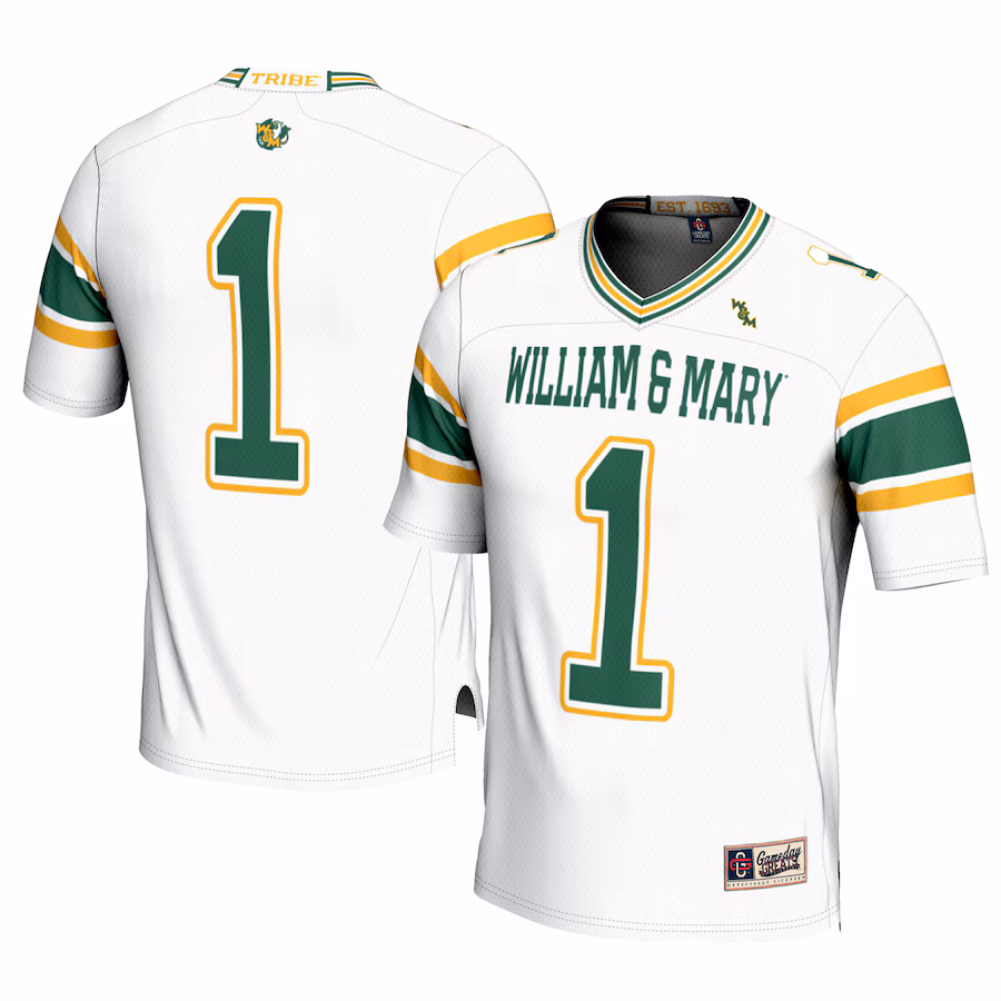 Men's GameDay Greats #1 White William & Mary Tribe Football Jersey - ujerseystore