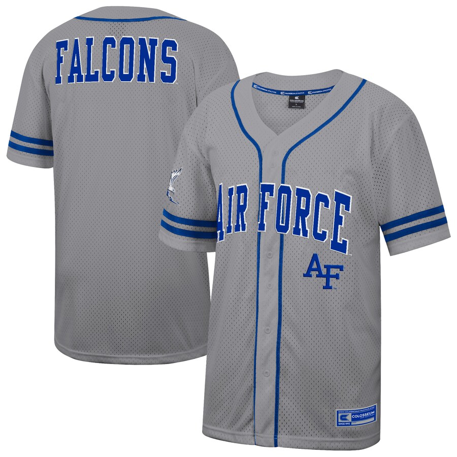 Men's Colosseum Gray Air Force Falcons Free Spirited Baseball Jersey - ujerseystore